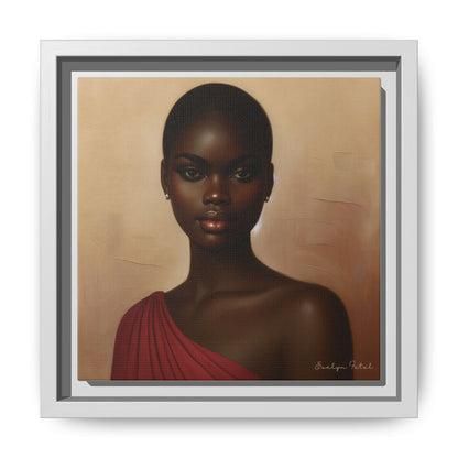 Wall Art, African Woman Portrait Painting, Matte Canvas, Framed, Home Decor, Living Room, Bedroom, Gift Ideas, Mother's Day, Black History