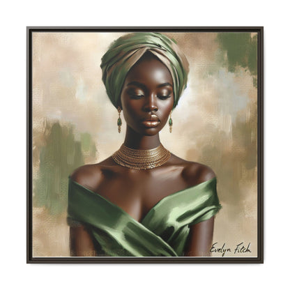 Stunning Framed Canvas Art Print, Elegant Wall Decor, Home Office Artwork, Black Glamour Portrait, Ethnic Style