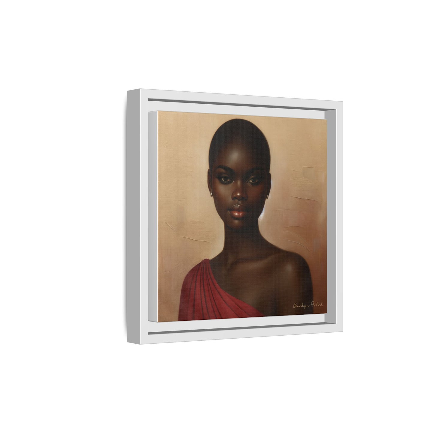 Wall Art, African Woman Portrait Painting, Matte Canvas, Framed, Home Decor, Living Room, Bedroom, Gift Ideas, Mother's Day, Black History