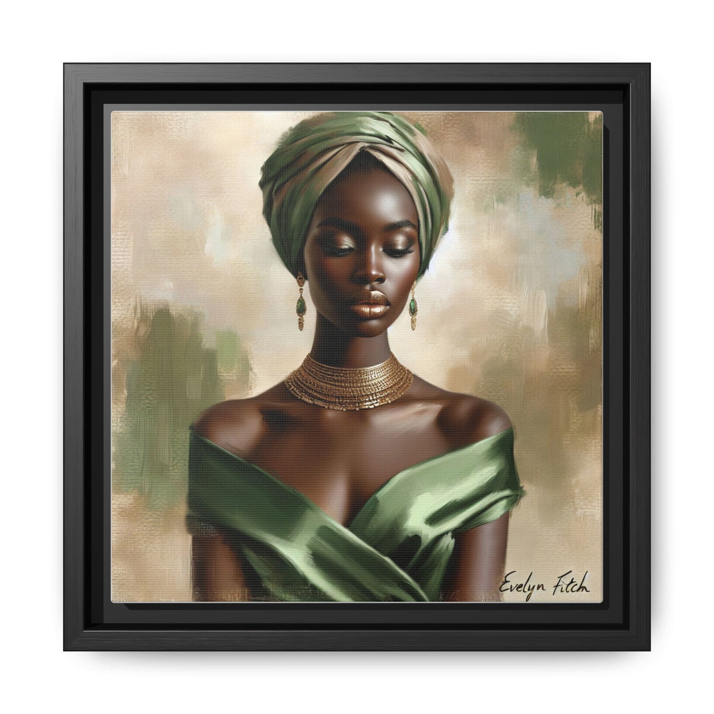 Stunning Framed Canvas Art Print, Elegant Wall Decor, Home Office Artwork, Black Glamour Portrait, Ethnic Style