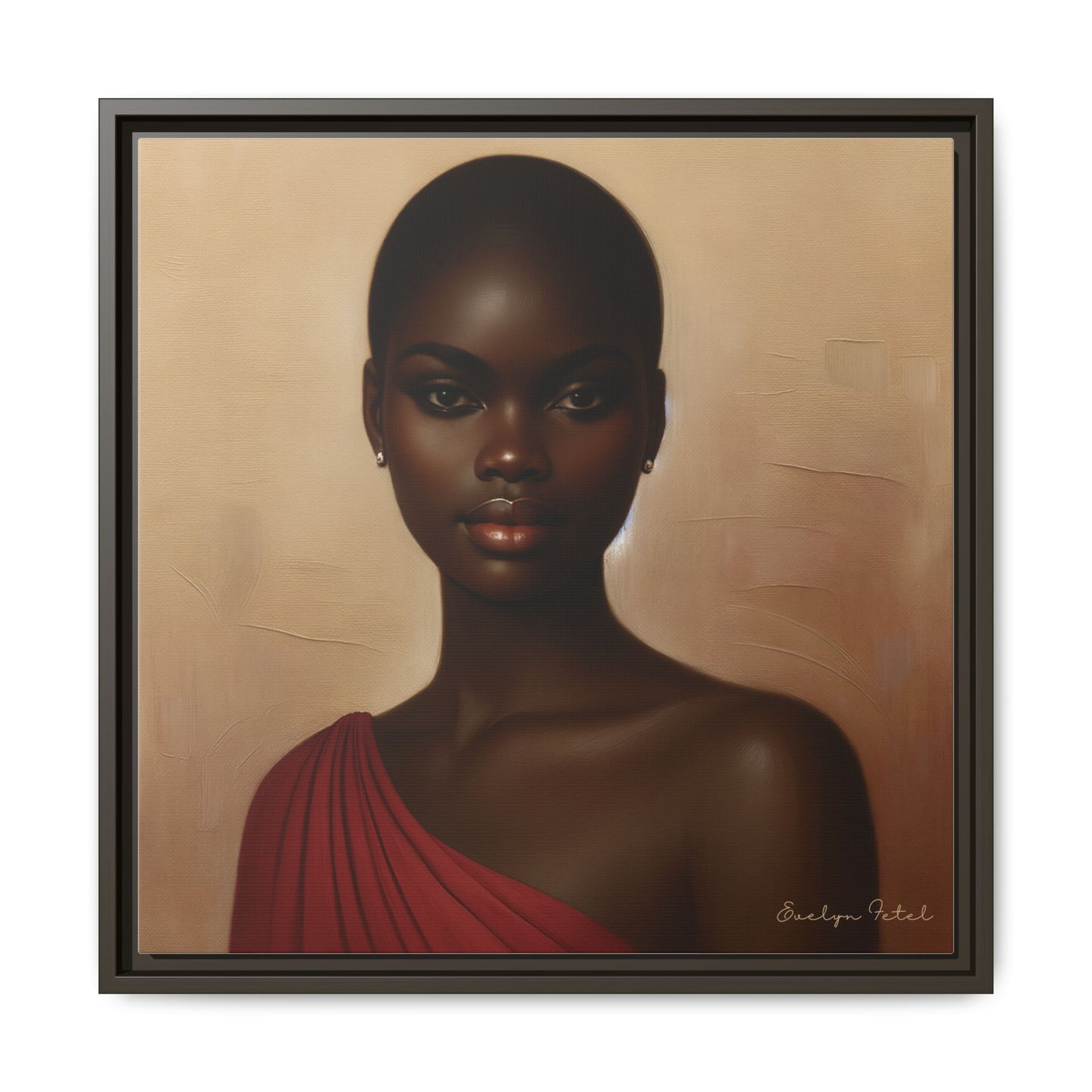 Wall Art, African Woman Portrait Painting, Matte Canvas, Framed, Home Decor, Living Room, Bedroom, Gift Ideas, Mother's Day, Black History
