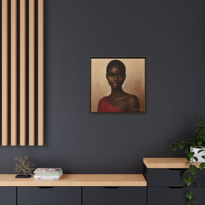 Wall Art, African Woman Portrait Painting, Matte Canvas, Framed, Home Decor, Living Room, Bedroom, Gift Ideas, Mother's Day, Black History