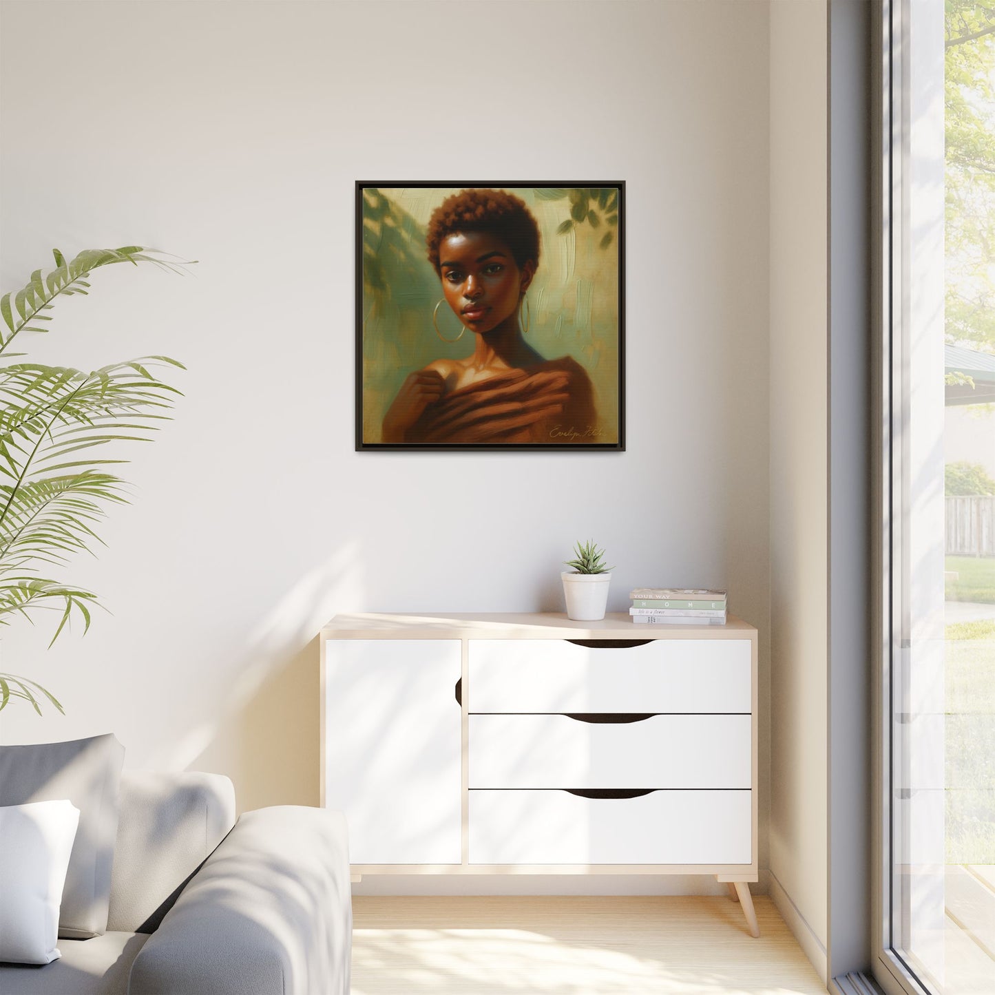 Framed Wall Art, Ethereal Portrait of a Woman, Home Decor, Gift for Her, Modern Artwork, Minimalist