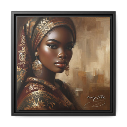 Wall Art Print, Elegant Afrocentric Home Decor, Black Woman Portrait, Unique Gift for Her, Matte Canvas, Framed Art Print for Living Room