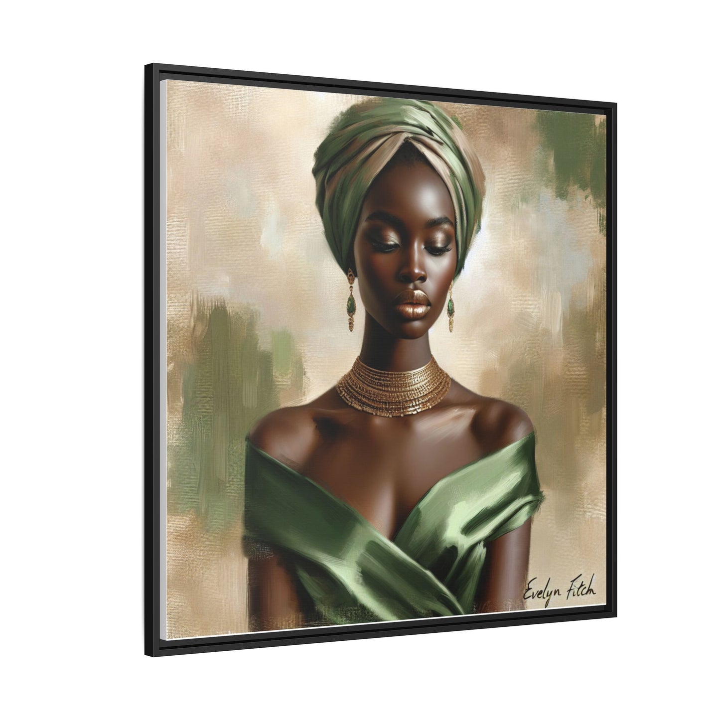 Stunning Framed Canvas Art Print, Elegant Wall Decor, Home Office Artwork, Black Glamour Portrait, Ethnic Style