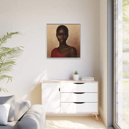 Wall Art, African Woman Portrait Painting, Matte Canvas, Framed, Home Decor, Living Room, Bedroom, Gift Ideas, Mother's Day, Black History