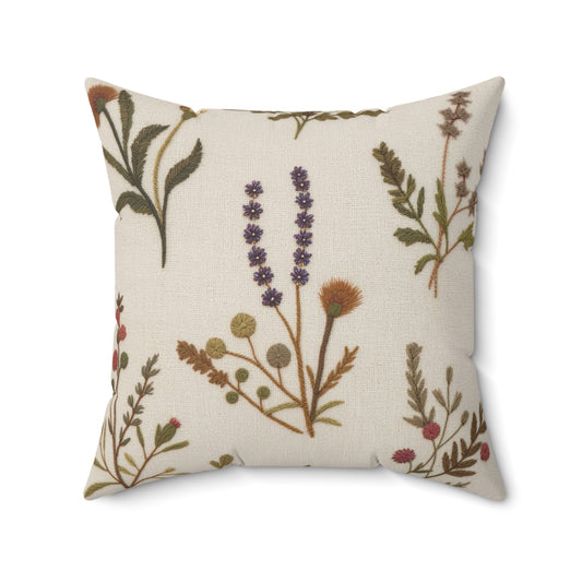 Floral Throw Pillow, Eco-Friendly Home Decor, Boho Cushion, Nature-Inspired Accent, Gift for Gardeners, Cozy Living Room Decor