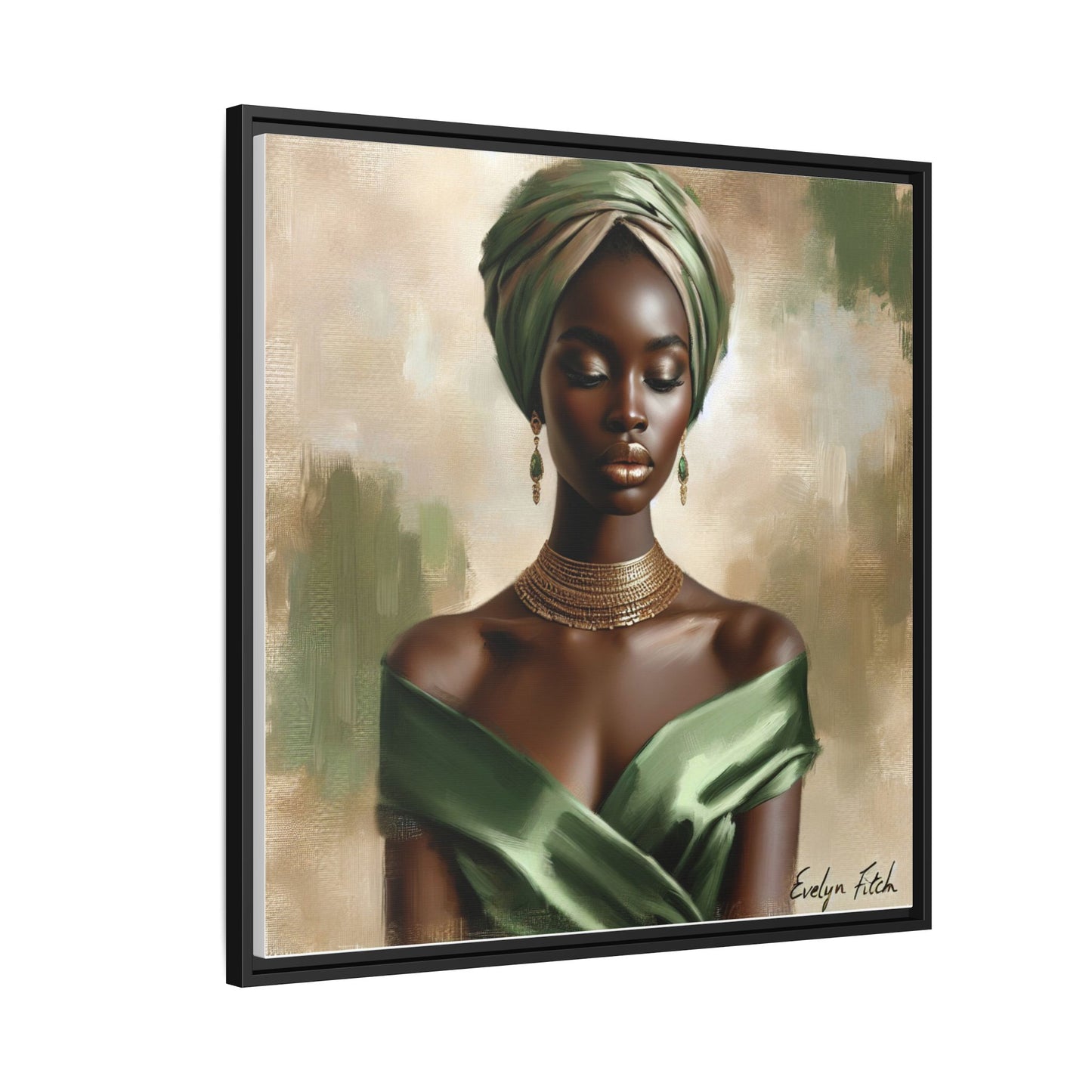 Stunning Framed Canvas Art Print, Elegant Wall Decor, Home Office Artwork, Black Glamour Portrait, Ethnic Style