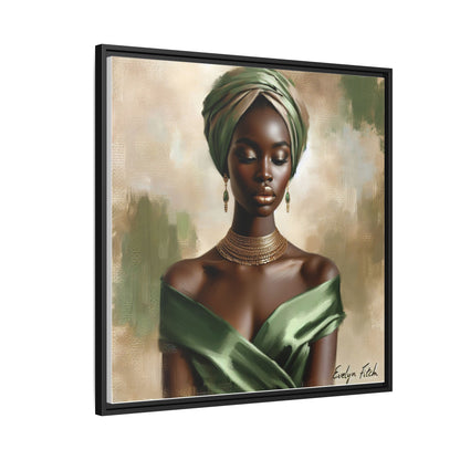 Stunning Framed Canvas Art Print, Elegant Wall Decor, Home Office Artwork, Black Glamour Portrait, Ethnic Style