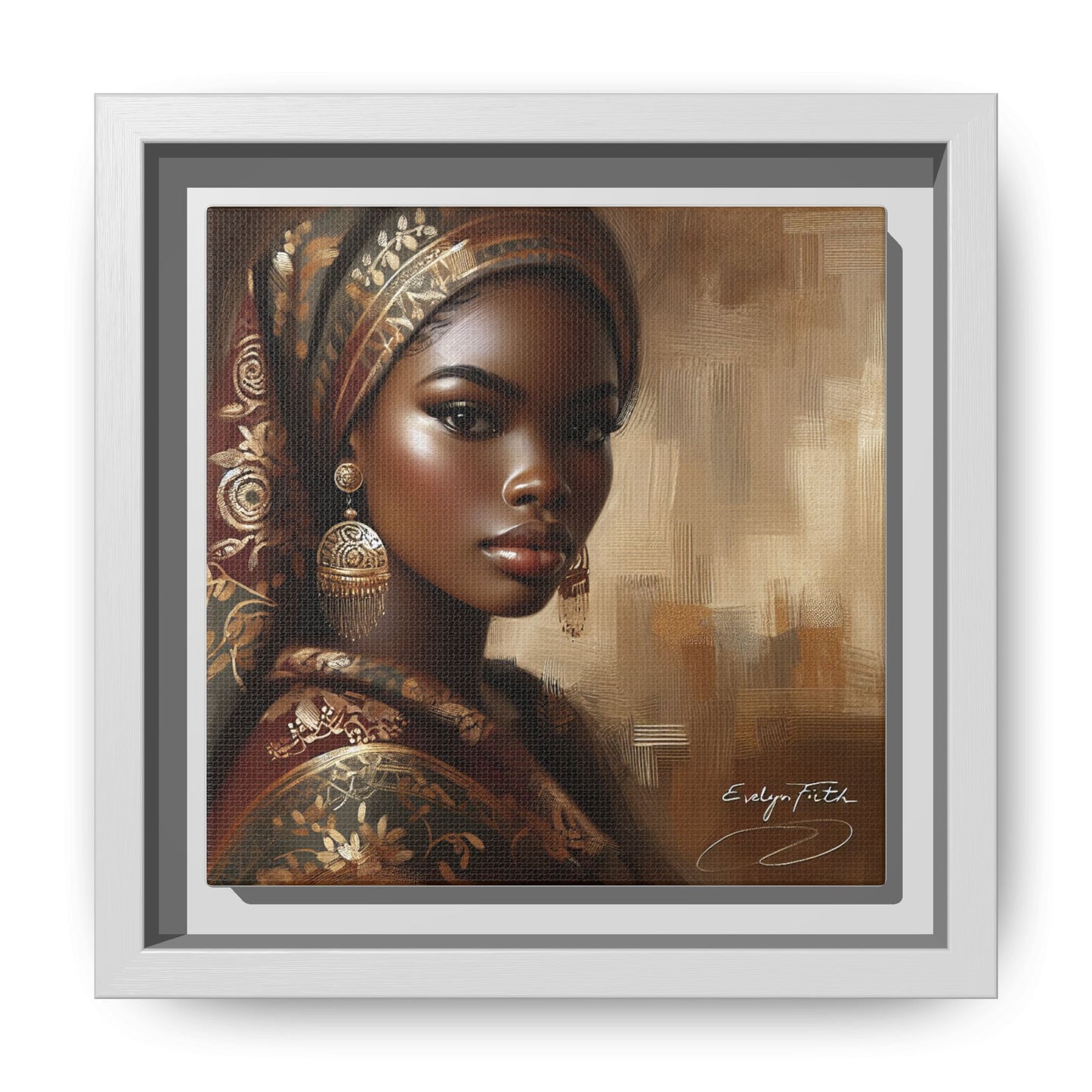 Wall Art Print, Elegant Afrocentric Home Decor, Black Woman Portrait, Unique Gift for Her, Matte Canvas, Framed Art Print for Living Room