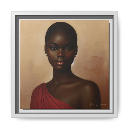 Wall Art, African Woman Portrait Painting, Matte Canvas, Framed, Home Decor, Living Room, Bedroom, Gift Ideas, Mother's Day, Black History