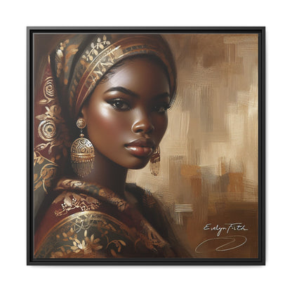 Wall Art Print, Elegant Afrocentric Home Decor, Black Woman Portrait, Unique Gift for Her, Matte Canvas, Framed Art Print for Living Room