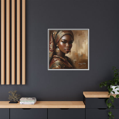 Wall Art Print, Elegant Afrocentric Home Decor, Black Woman Portrait, Unique Gift for Her, Matte Canvas, Framed Art Print for Living Room