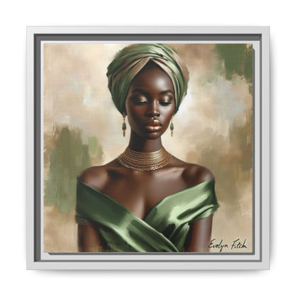 Stunning Framed Canvas Art Print, Elegant Wall Decor, Home Office Artwork, Black Glamour Portrait, Ethnic Style