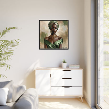 Stunning Framed Canvas Art Print, Elegant Wall Decor, Home Office Artwork, Black Glamour Portrait, Ethnic Style