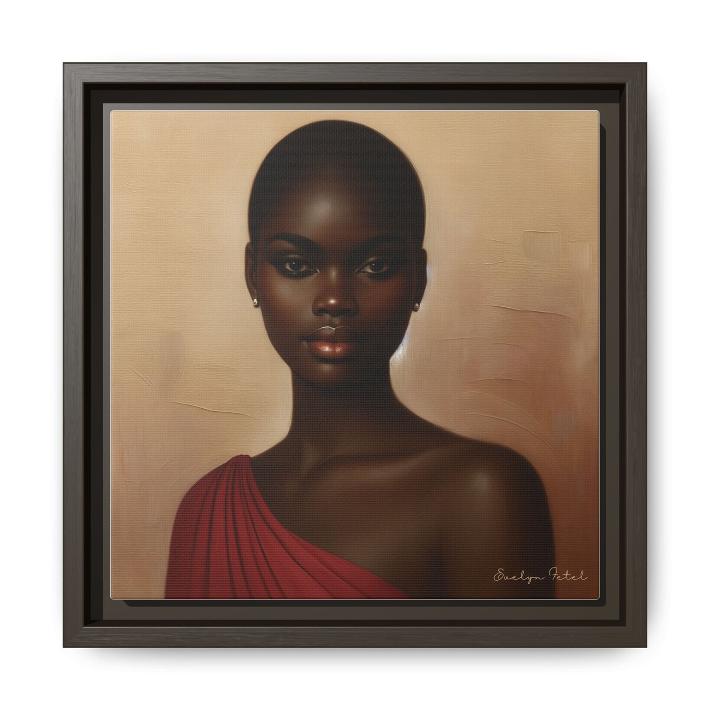 Wall Art, African Woman Portrait Painting, Matte Canvas, Framed, Home Decor, Living Room, Bedroom, Gift Ideas, Mother's Day, Black History