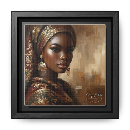 Wall Art Print, Elegant Afrocentric Home Decor, Black Woman Portrait, Unique Gift for Her, Matte Canvas, Framed Art Print for Living Room