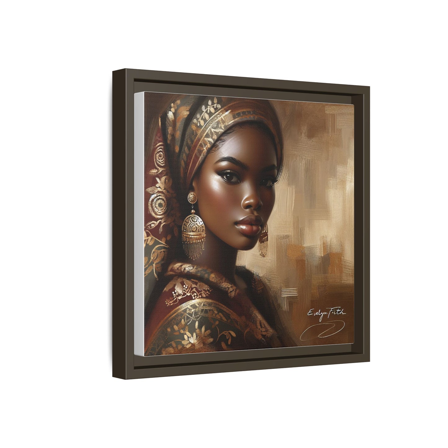 Wall Art Print, Elegant Afrocentric Home Decor, Black Woman Portrait, Unique Gift for Her, Matte Canvas, Framed Art Print for Living Room
