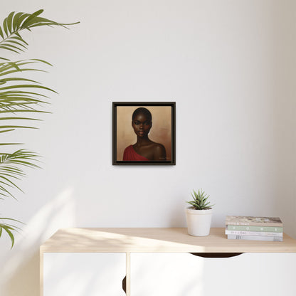 Wall Art, African Woman Portrait Painting, Matte Canvas, Framed, Home Decor, Living Room, Bedroom, Gift Ideas, Mother's Day, Black History