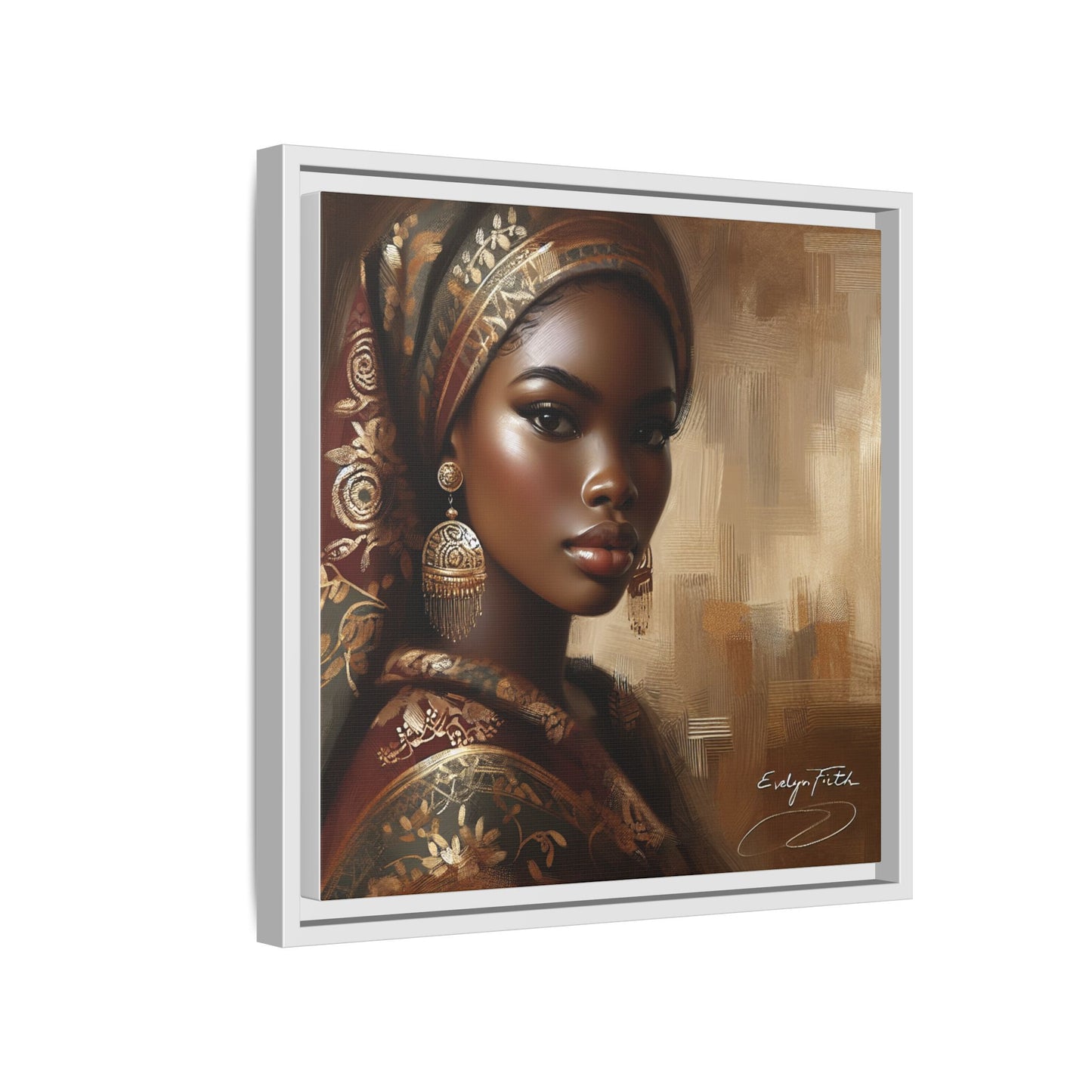 Wall Art Print, Elegant Afrocentric Home Decor, Black Woman Portrait, Unique Gift for Her, Matte Canvas, Framed Art Print for Living Room