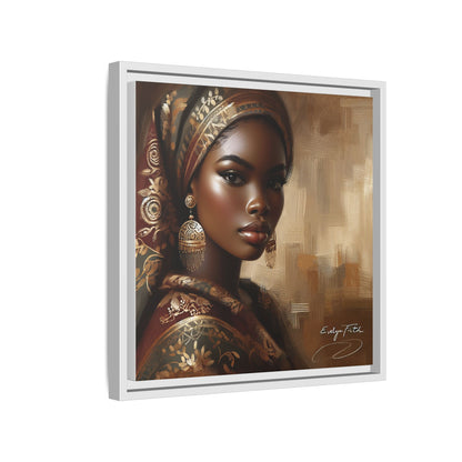 Wall Art Print, Elegant Afrocentric Home Decor, Black Woman Portrait, Unique Gift for Her, Matte Canvas, Framed Art Print for Living Room