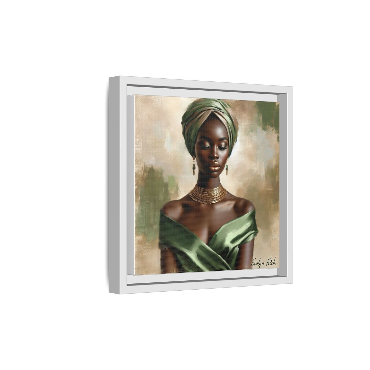 Stunning Framed Canvas Art Print, Elegant Wall Decor, Home Office Artwork, Black Glamour Portrait, Ethnic Style