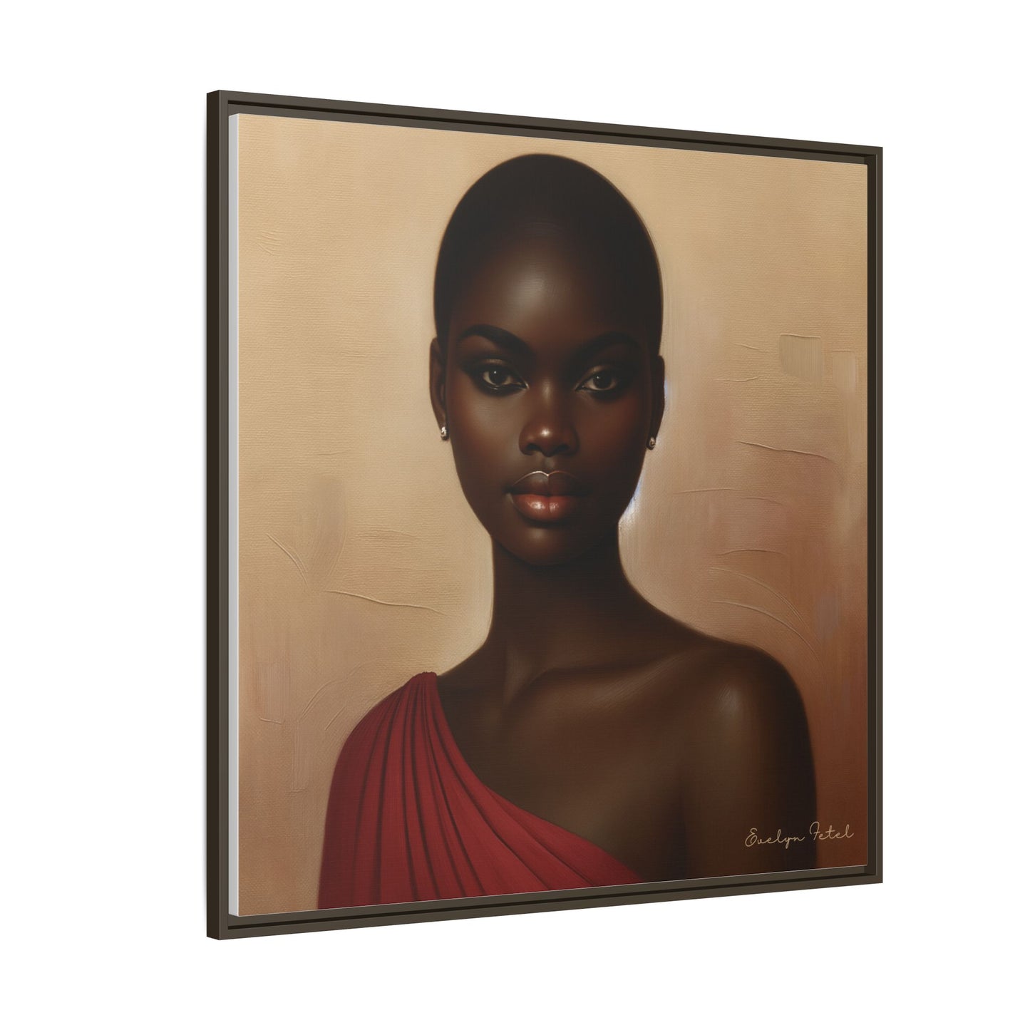 Wall Art, African Woman Portrait Painting, Matte Canvas, Framed, Home Decor, Living Room, Bedroom, Gift Ideas, Mother's Day, Black History