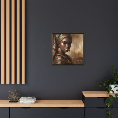 Wall Art Print, Elegant Afrocentric Home Decor, Black Woman Portrait, Unique Gift for Her, Matte Canvas, Framed Art Print for Living Room