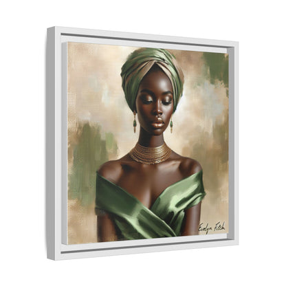 Stunning Framed Canvas Art Print, Elegant Wall Decor, Home Office Artwork, Black Glamour Portrait, Ethnic Style