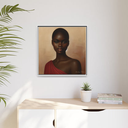 Wall Art, African Woman Portrait Painting, Matte Canvas, Framed, Home Decor, Living Room, Bedroom, Gift Ideas, Mother's Day, Black History