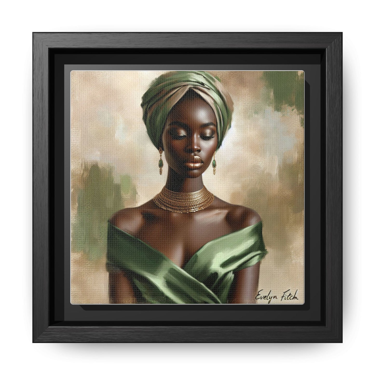 Stunning Framed Canvas Art Print, Elegant Wall Decor, Home Office Artwork, Black Glamour Portrait, Ethnic Style