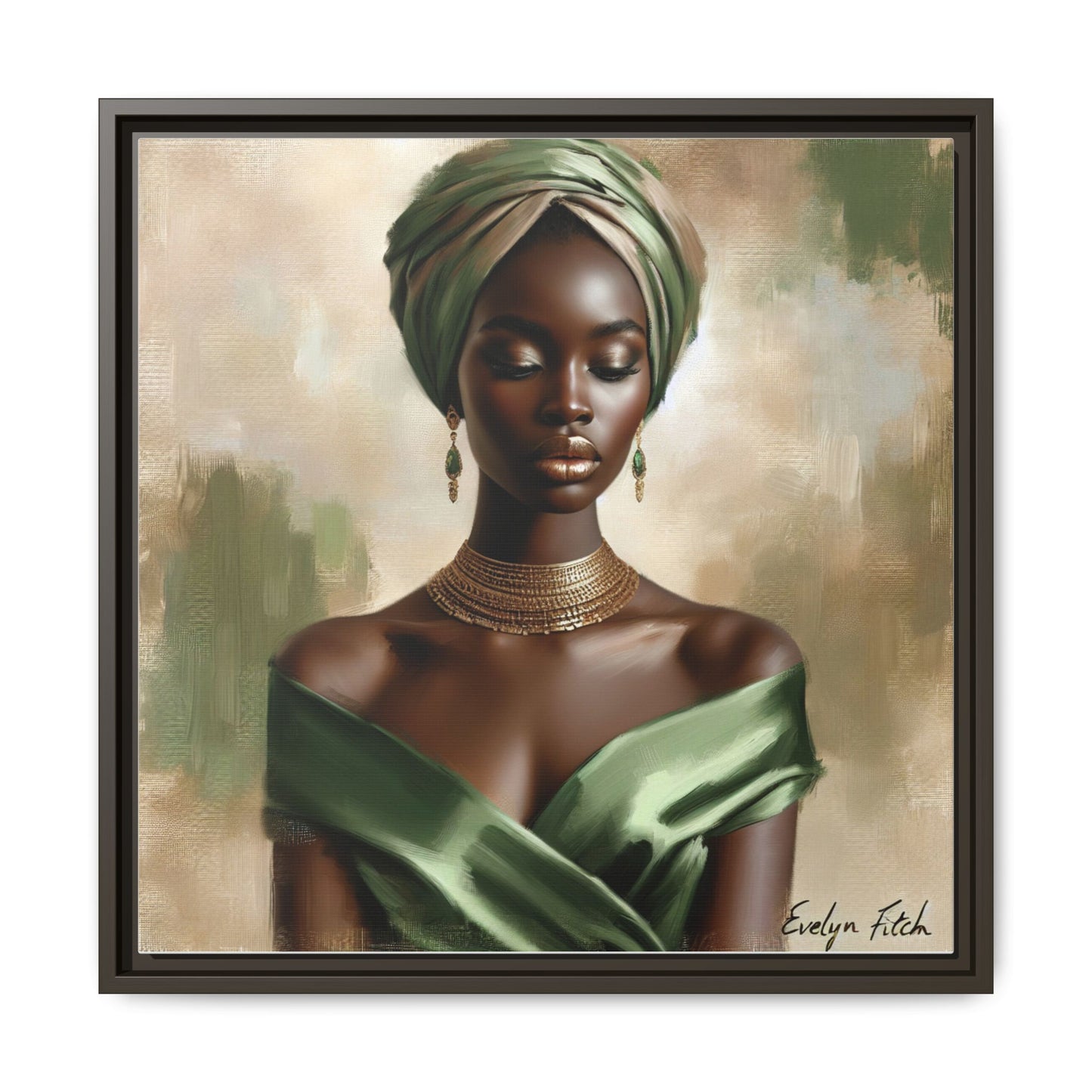 Stunning Framed Canvas Art Print, Elegant Wall Decor, Home Office Artwork, Black Glamour Portrait, Ethnic Style