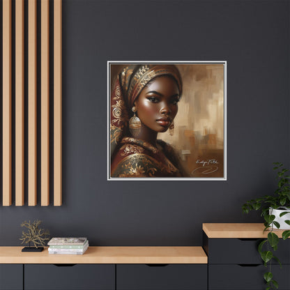 Wall Art Print, Elegant Afrocentric Home Decor, Black Woman Portrait, Unique Gift for Her, Matte Canvas, Framed Art Print for Living Room
