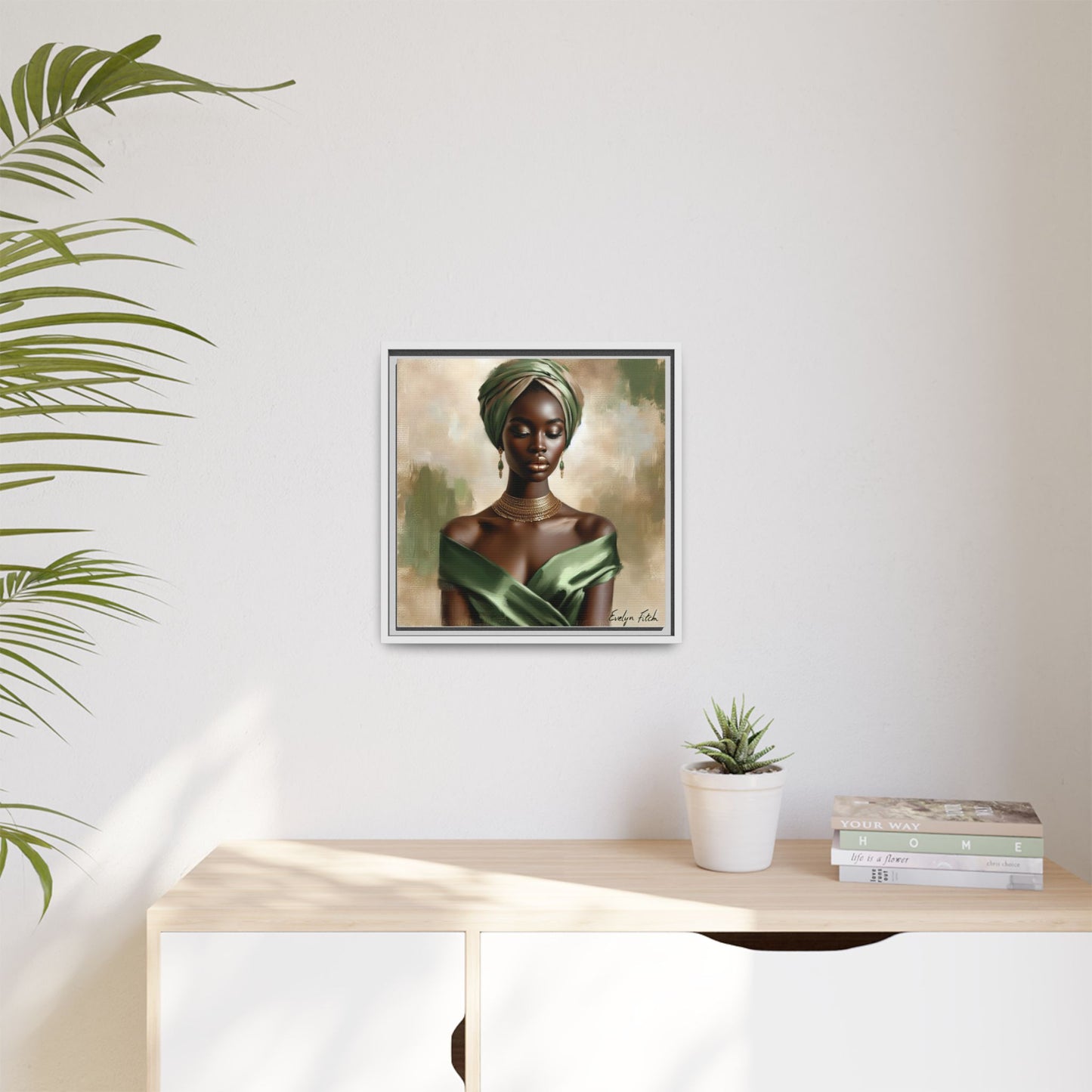 Stunning Framed Canvas Art Print, Elegant Wall Decor, Home Office Artwork, Black Glamour Portrait, Ethnic Style
