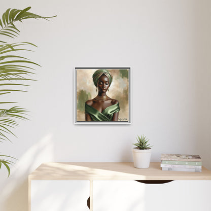 Stunning Framed Canvas Art Print, Elegant Wall Decor, Home Office Artwork, Black Glamour Portrait, Ethnic Style