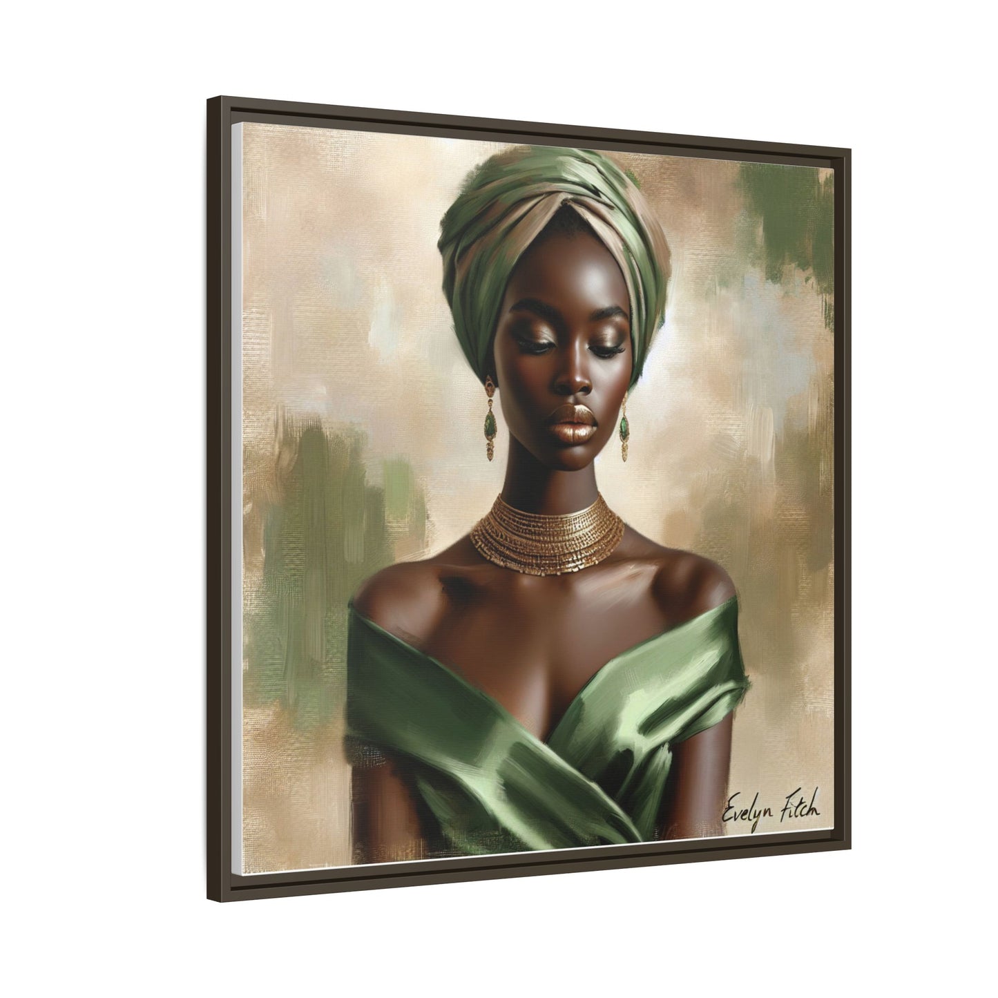 Stunning Framed Canvas Art Print, Elegant Wall Decor, Home Office Artwork, Black Glamour Portrait, Ethnic Style