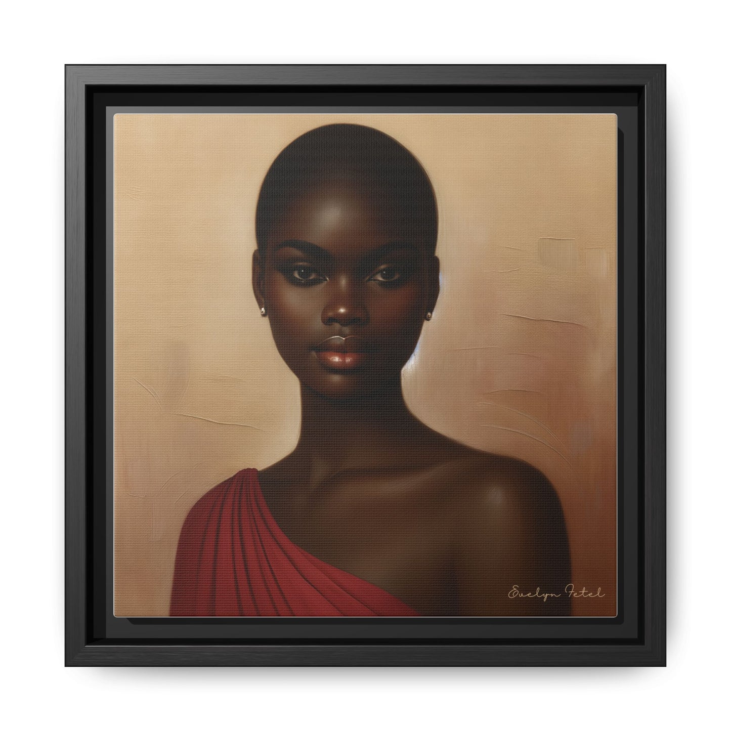 Wall Art, African Woman Portrait Painting, Matte Canvas, Framed, Home Decor, Living Room, Bedroom, Gift Ideas, Mother's Day, Black History