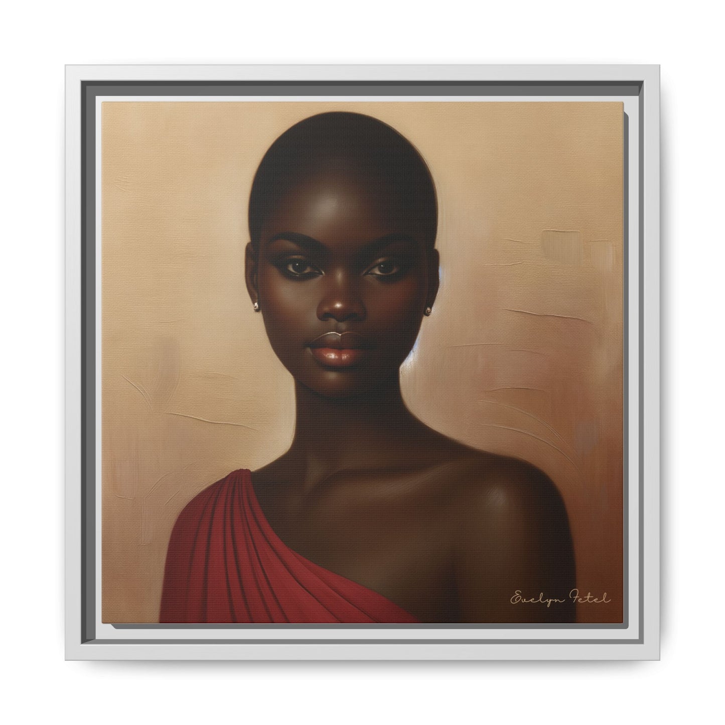 Wall Art, African Woman Portrait Painting, Matte Canvas, Framed, Home Decor, Living Room, Bedroom, Gift Ideas, Mother's Day, Black History