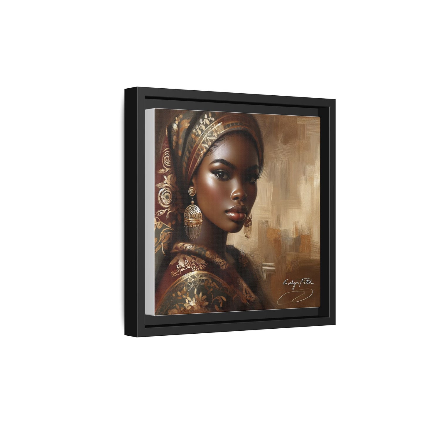 Wall Art Print, Elegant Afrocentric Home Decor, Black Woman Portrait, Unique Gift for Her, Matte Canvas, Framed Art Print for Living Room