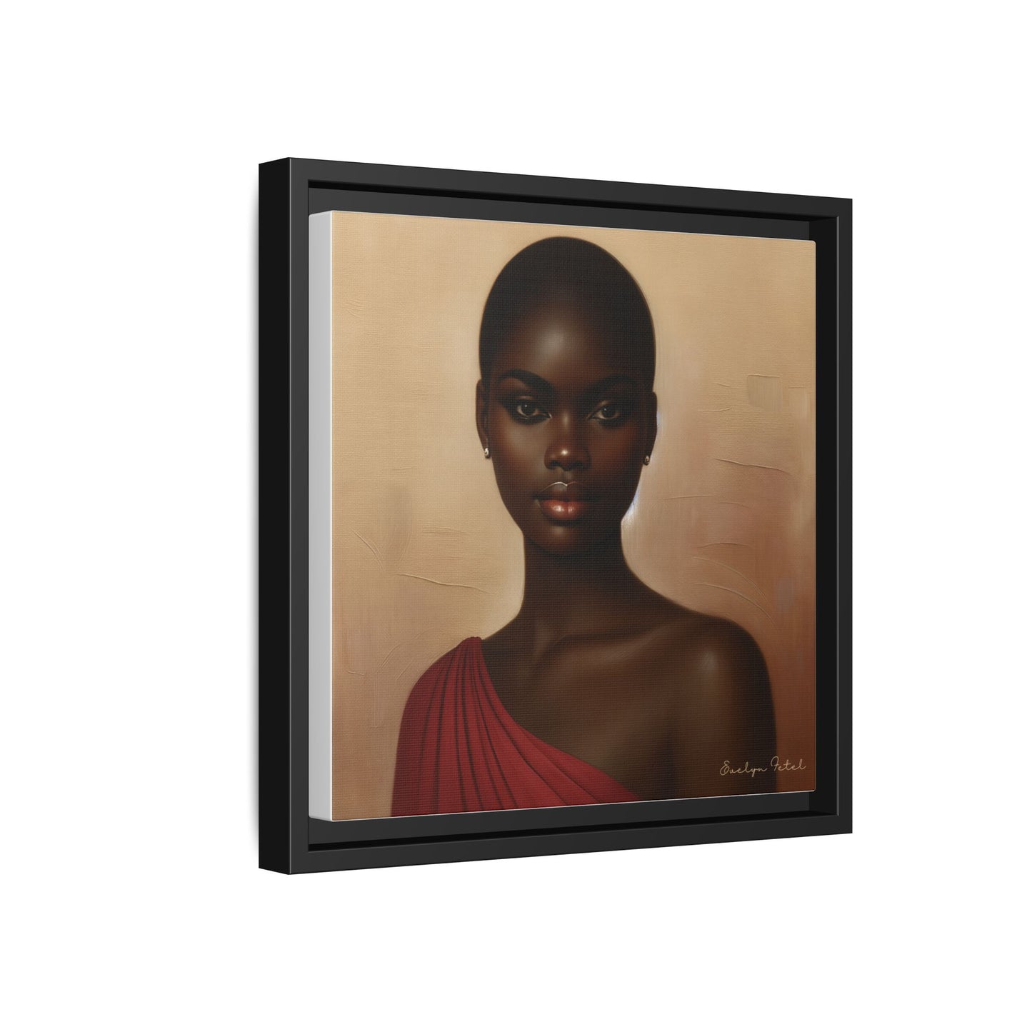Wall Art, African Woman Portrait Painting, Matte Canvas, Framed, Home Decor, Living Room, Bedroom, Gift Ideas, Mother's Day, Black History