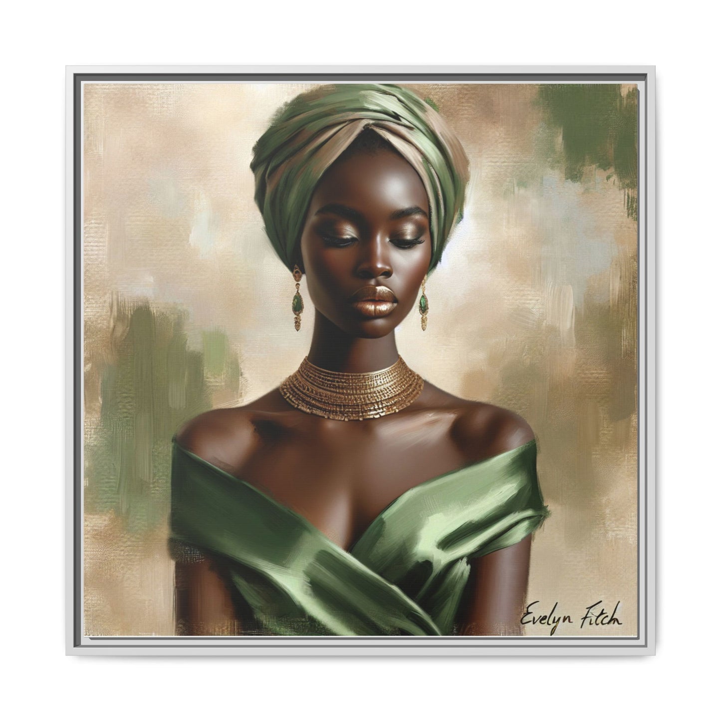 Stunning Framed Canvas Art Print, Elegant Wall Decor, Home Office Artwork, Black Glamour Portrait, Ethnic Style