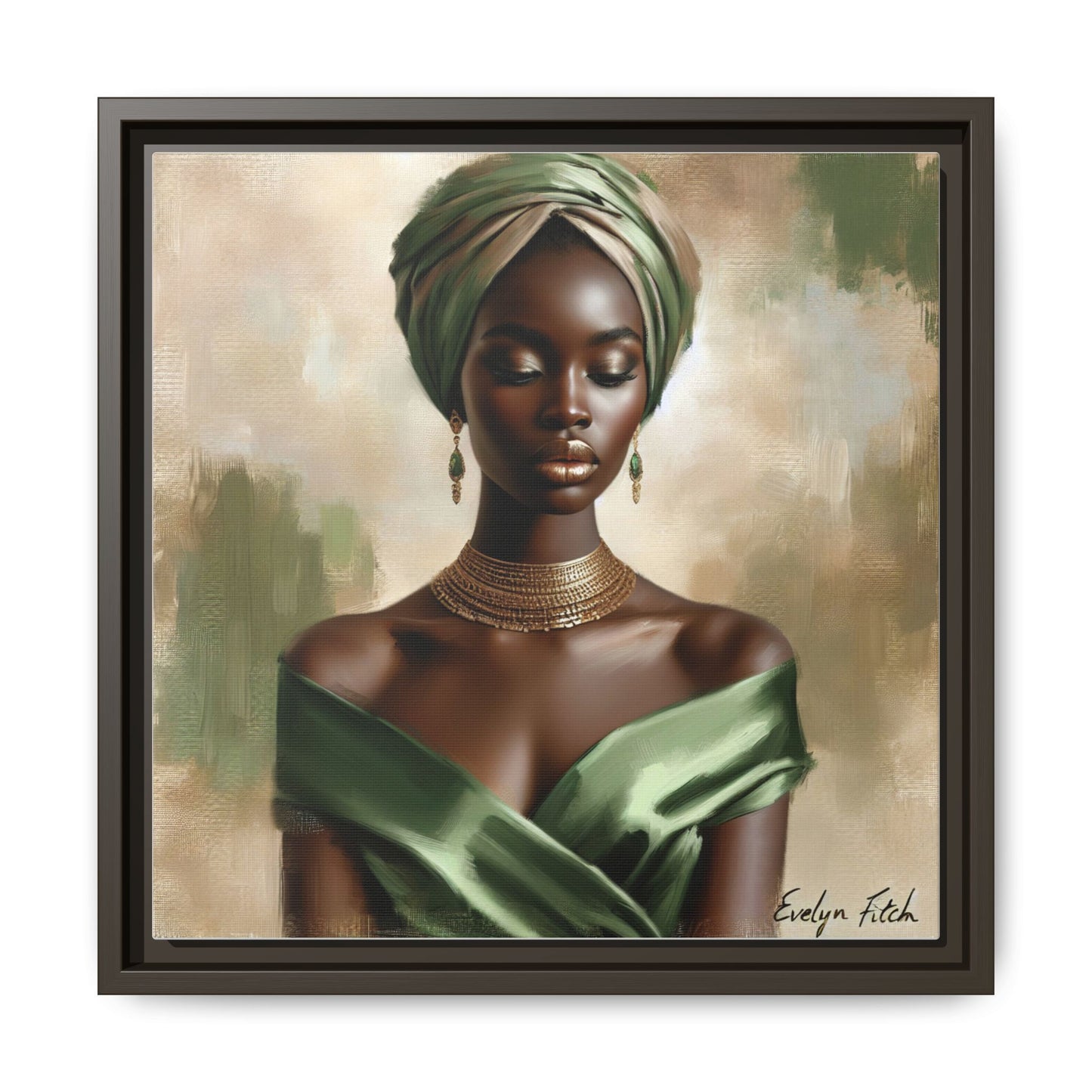 Stunning Framed Canvas Art Print, Elegant Wall Decor, Home Office Artwork, Black Glamour Portrait, Ethnic Style