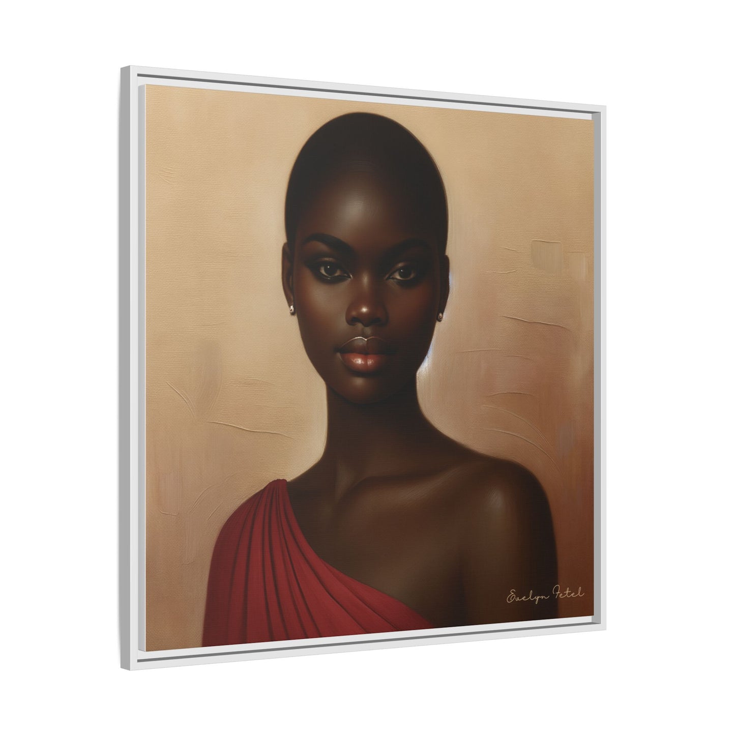 Wall Art, African Woman Portrait Painting, Matte Canvas, Framed, Home Decor, Living Room, Bedroom, Gift Ideas, Mother's Day, Black History