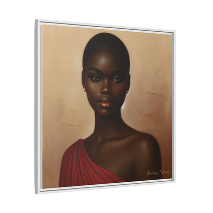 Wall Art, African Woman Portrait Painting, Matte Canvas, Framed, Home Decor, Living Room, Bedroom, Gift Ideas, Mother's Day, Black History