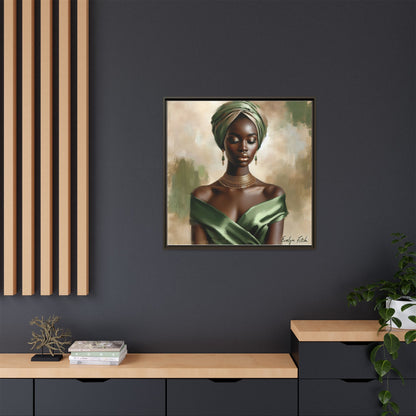 Stunning Framed Canvas Art Print, Elegant Wall Decor, Home Office Artwork, Black Glamour Portrait, Ethnic Style