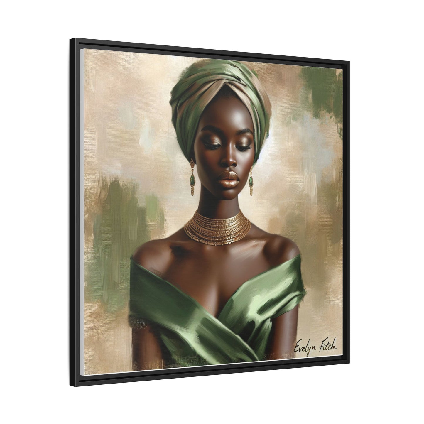 Stunning Framed Canvas Art Print, Elegant Wall Decor, Home Office Artwork, Black Glamour Portrait, Ethnic Style