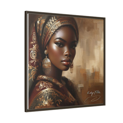 Wall Art Print, Elegant Afrocentric Home Decor, Black Woman Portrait, Unique Gift for Her, Matte Canvas, Framed Art Print for Living Room