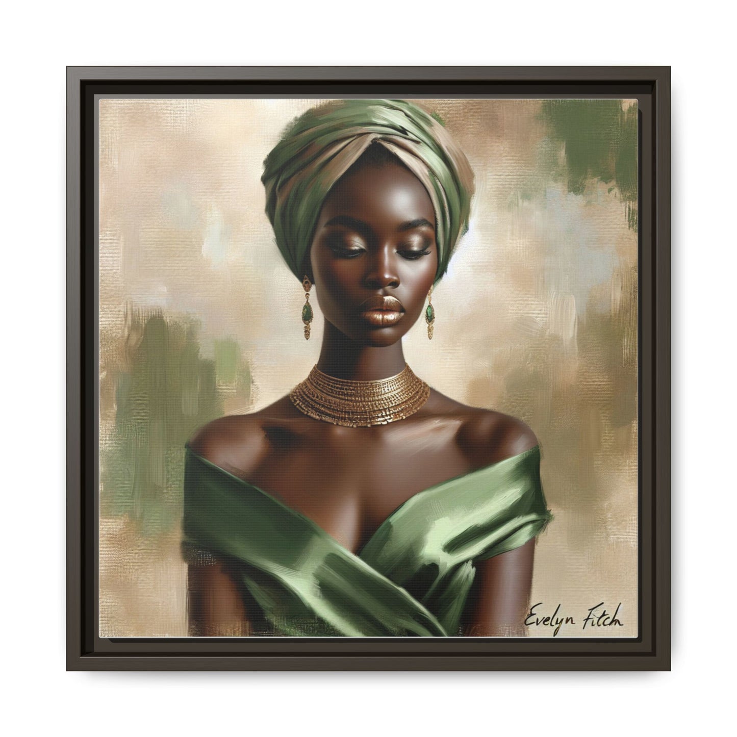 Stunning Framed Canvas Art Print, Elegant Wall Decor, Home Office Artwork, Black Glamour Portrait, Ethnic Style