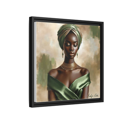 Stunning Framed Canvas Art Print, Elegant Wall Decor, Home Office Artwork, Black Glamour Portrait, Ethnic Style