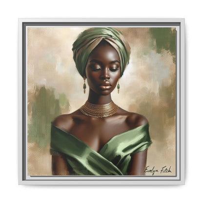 Stunning Framed Canvas Art Print, Elegant Wall Decor, Home Office Artwork, Black Glamour Portrait, Ethnic Style